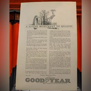 Vintage 1922 Goodyear Living Monument To Quality Ad Advertisement